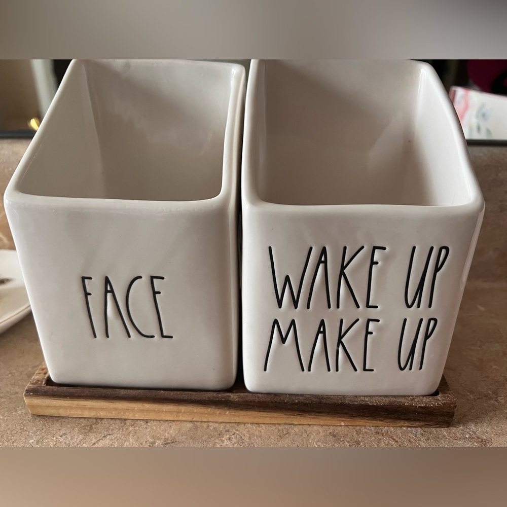 Rae Dunn Vanity Makeup Jars and Tray